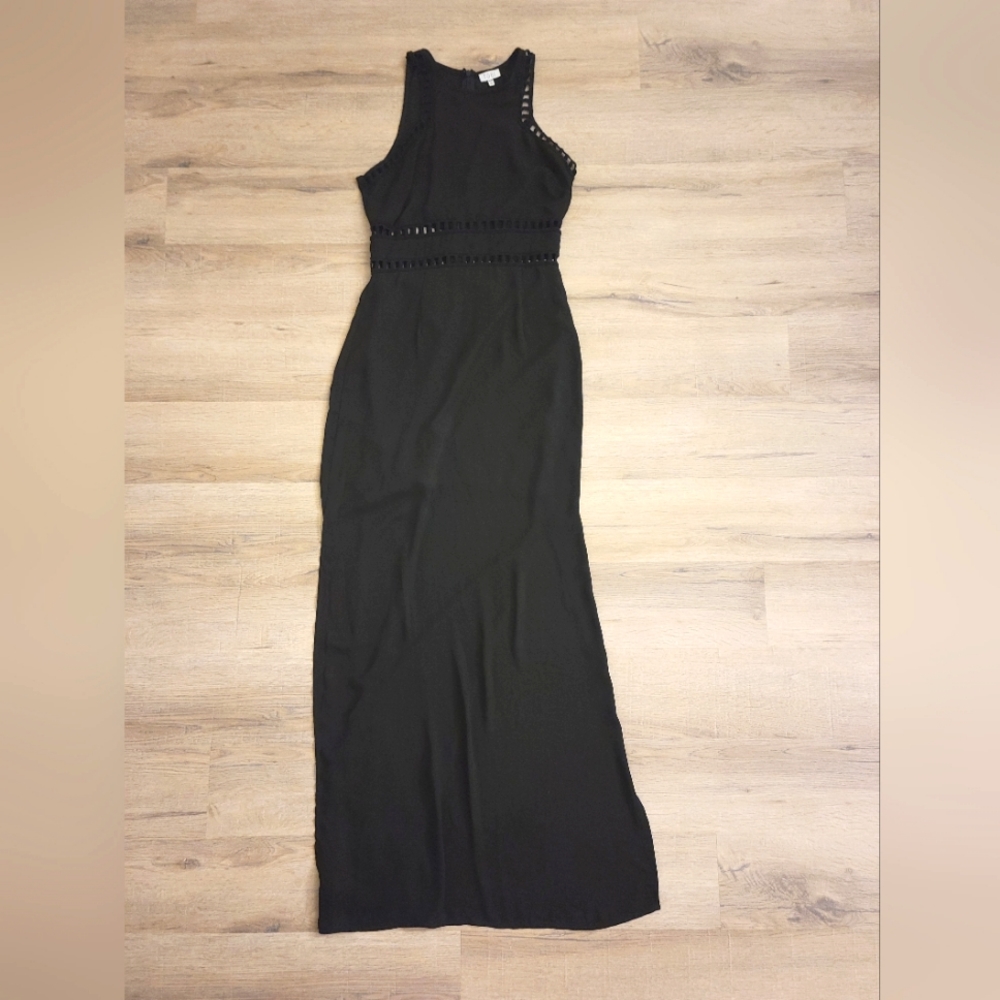NWOT Black Maxi Dress with side slit by Tobi size medium